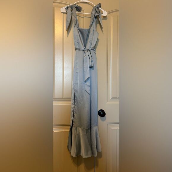 Show Me Your Mumu Claire Midi Dress | Small | Steele Blue Luxe Satin - Picture 4 of 10